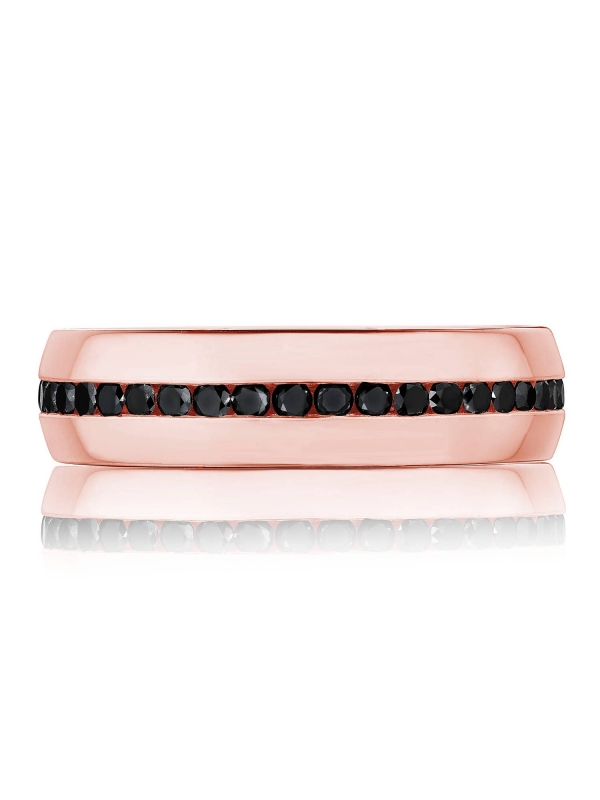 Channel Set Black Diamond in High Polish Finish Wedding Band