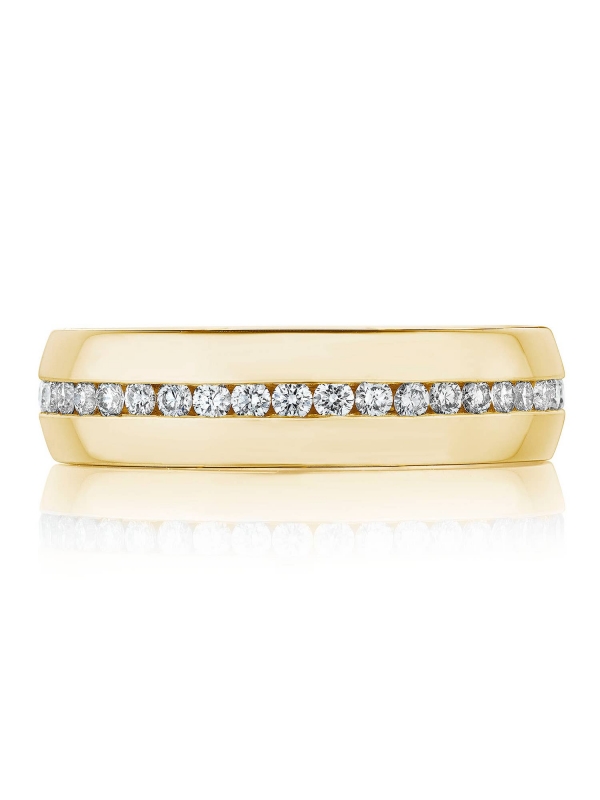 Channel Set Diamond in High Polish Finish Wedding Band