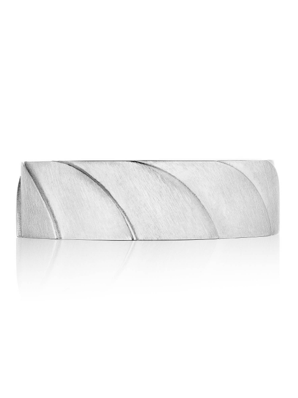 Geometric Crescent in Satin Finish Wedding Band