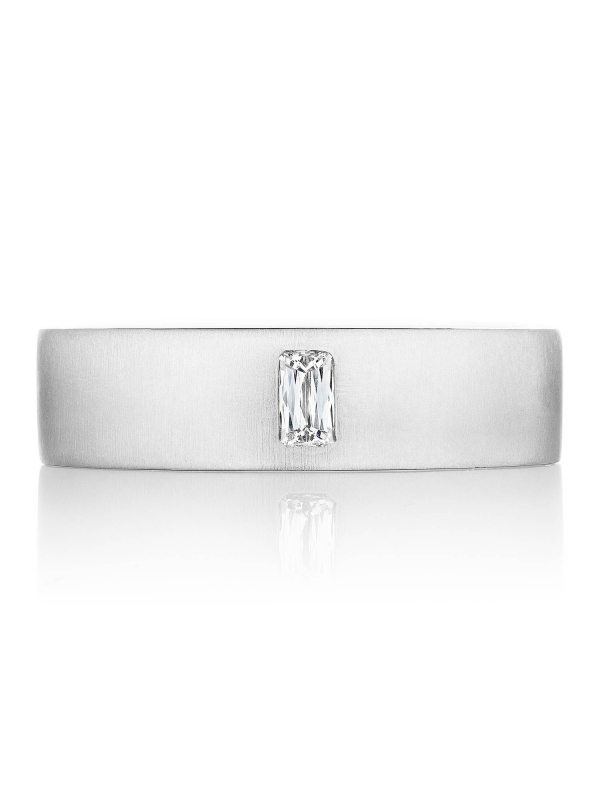 Bezel Set Diamond in Satin Finish Wedding Band