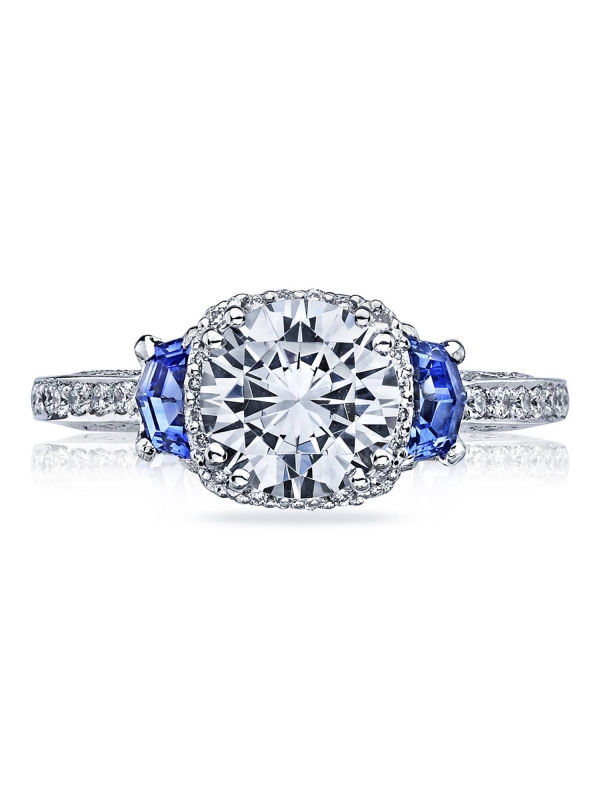 Round with Cushion Bloom 3-Stone Engagement Ring