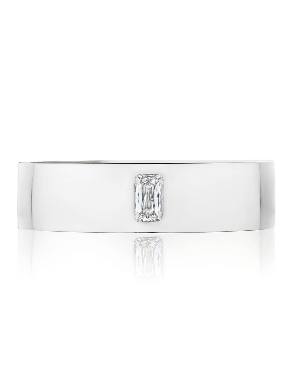Bezel Set Diamond in High Polish Finish Wedding Band