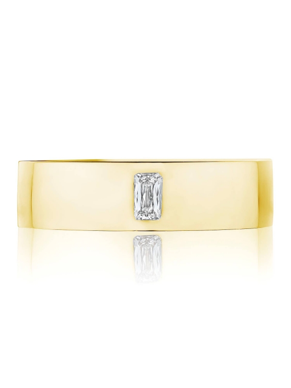 Bezel Set Diamond in High Polish Finish Wedding Band