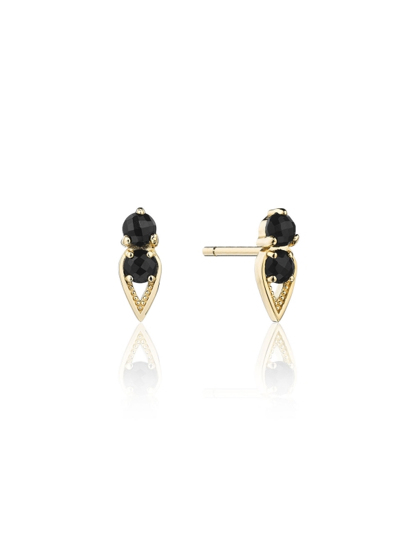 Petite Open Crescent Earrings with Black Onyx