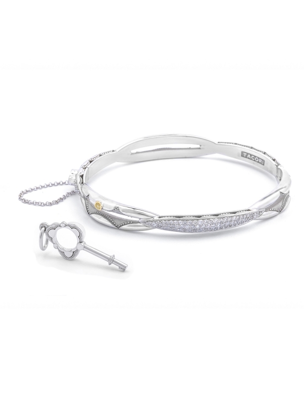 Promise Bracelet Oval, Silver with Pav Diamonds